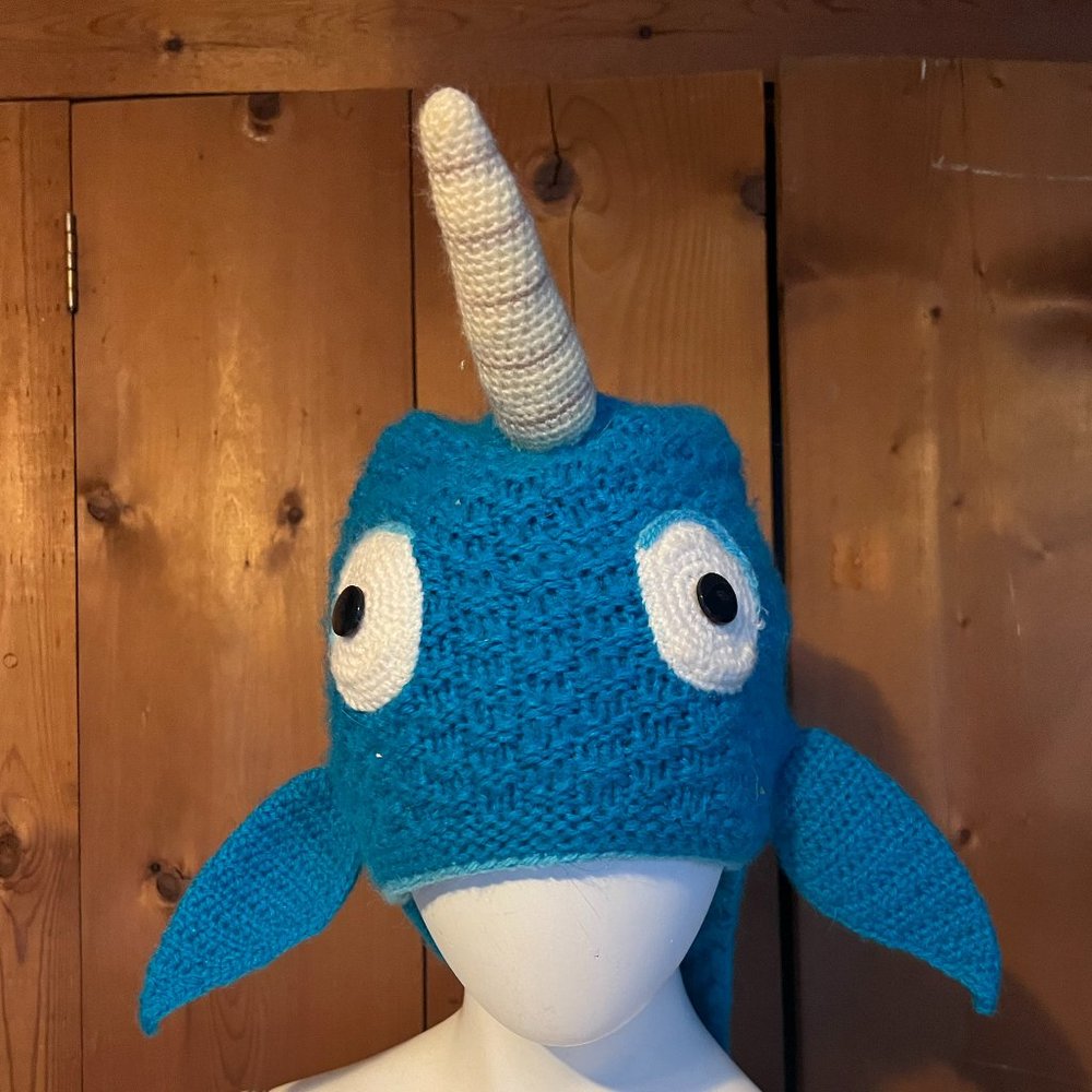 ❗DONATING Feb 1 ❗ Turquoise Crocheted Narwhal Beanie Hat